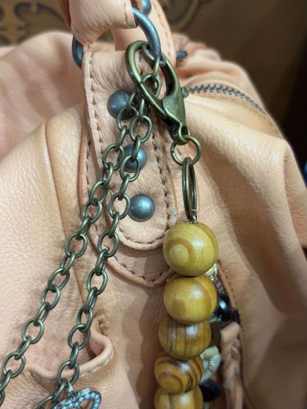 Free People Emerson Bag in Apricot with Charm Chains and Scarf - Picture 6 of 10